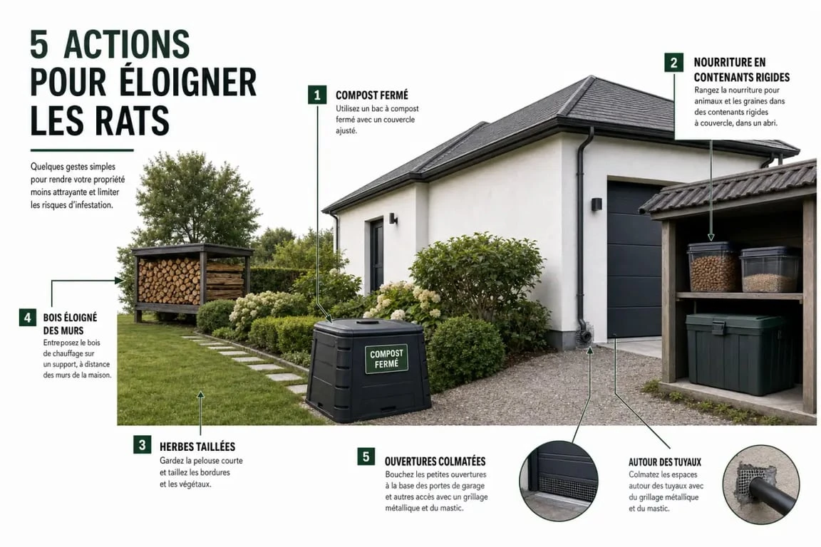 Comment éloigner des rats : illustration des points clés autour d’une maison et d’un jardin
