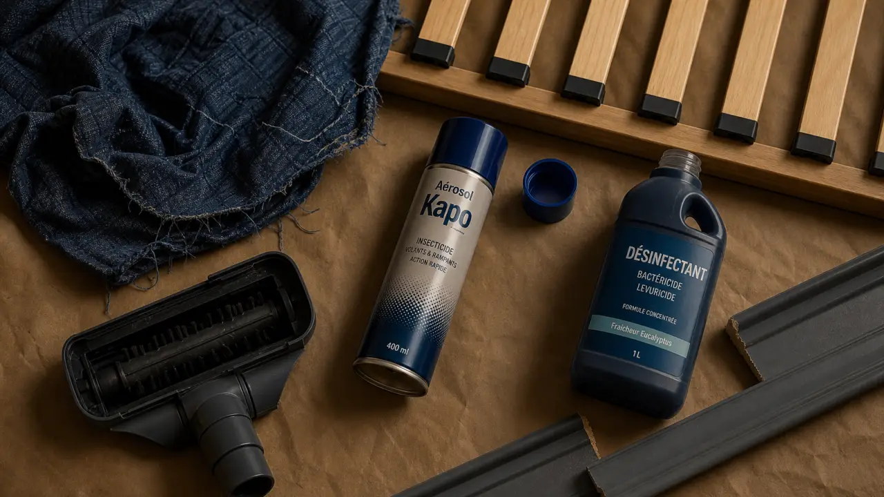 Kapo punaises de lit : aérosol 400 ml et zones à traiter, brosse d’aspiration