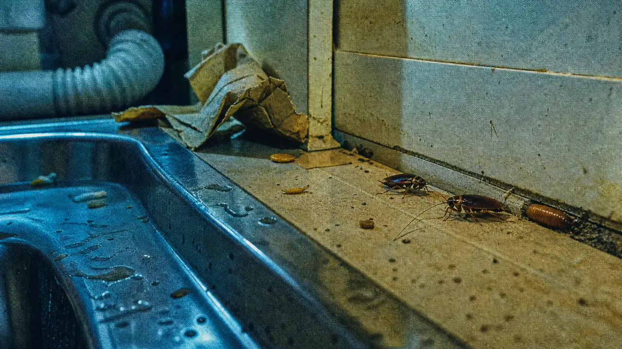 Cafards blattes difference : cafards près d’un évier en cuisine