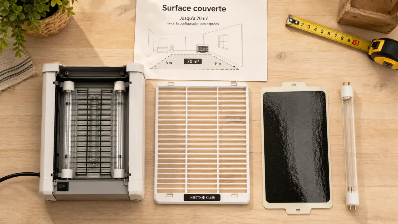 Desinsectiseur prix 40 150 500 € UV : plaque de glue et tube