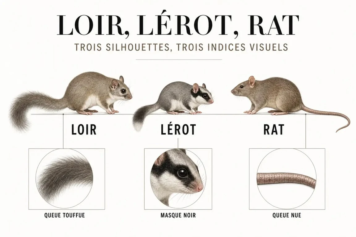 Loir ou rat : visuel comparatif des différences entre loir, lérot et rat
