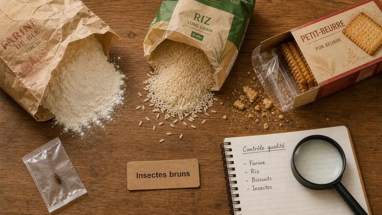 marron insecte alimentaire dans cuisine, tribolium charançon vrillette