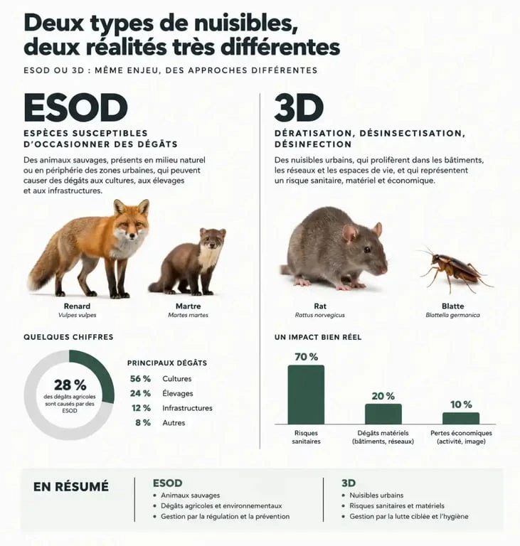 Comparatif entre piégeage des espèces nuisibles ESOD et dératisation 3D à Paris