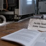 Cafard et acide borique : poudre blanche sur fissure de plinthe