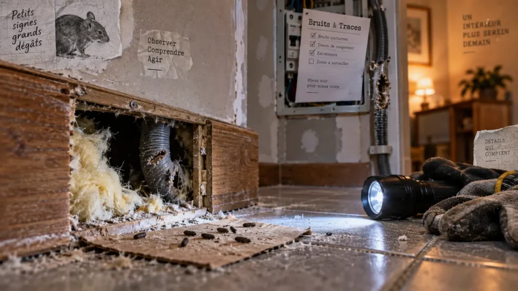 Rongeur dans les murs : le bruit aide à identifier l’animal, les traces le confirment