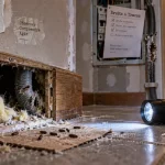 Rongeur dans les murs : crottes et traces de rongement près d’une plinthe